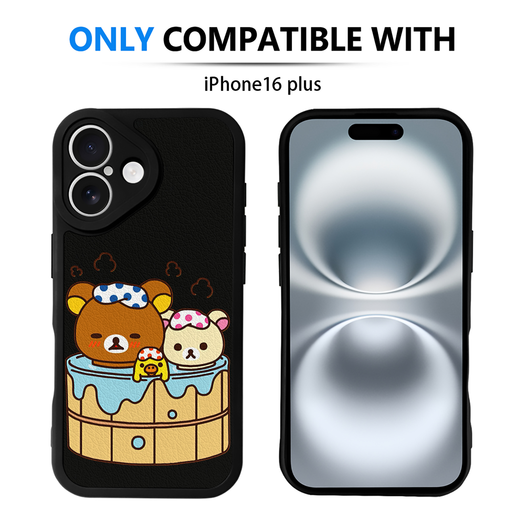 （画像用） リラックマ リラックマ キイロイトリ Rilakkuma Korilakkuma Kiiroitori 【iPhone 16シリーズ対応】シリコンスマホケース（レザー調） 材質：シリコン